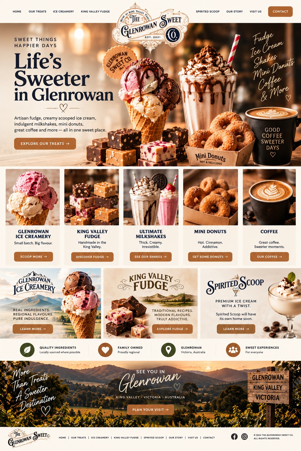 The Glenrowan Sweet Co. — ice cream, fudge, milkshakes, mini donuts and coffee in Glenrowan.